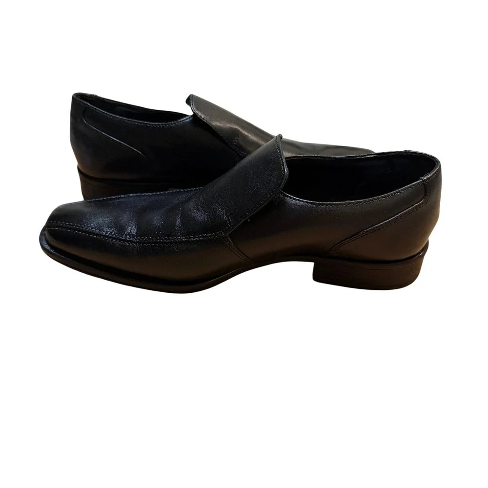 Clarks Collection Mens Black Leather Slip On Square Toe Dress Shoes 7.5M